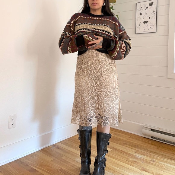 Vintage Dresses & Skirts - Vintage Silk lace midi skirt